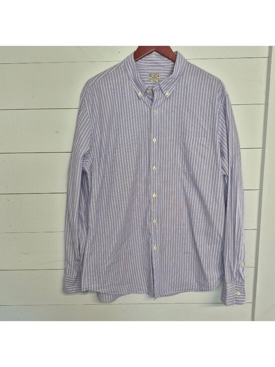 J.Crew Other - Tailored By J.Crew Men's Purple & White Striped Button-Down Shirt XL 100% Cotton